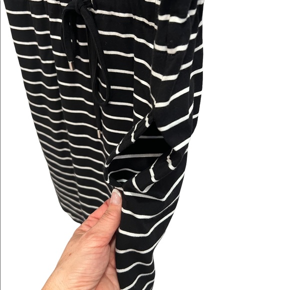 Womens Rafaella drawstring waist black and white striped dress - Picture 2 of 6